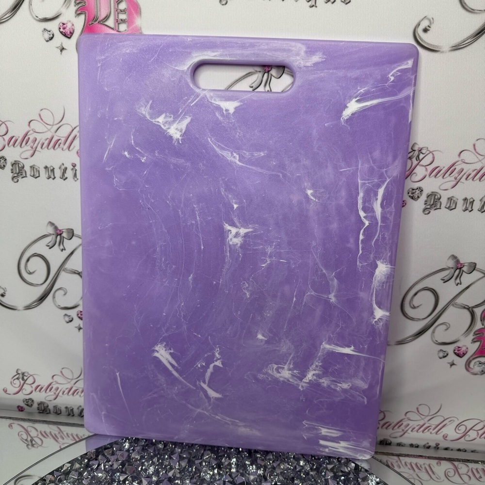 Marble swirl cutting board purple white plastic decor kitchen crystal geode look